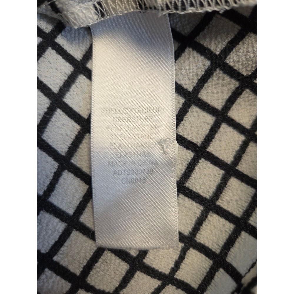 Adrianna Papell Womens XL Black White Grid Windowpane Short Sleeve Blouse Top - Picture 6 of 9